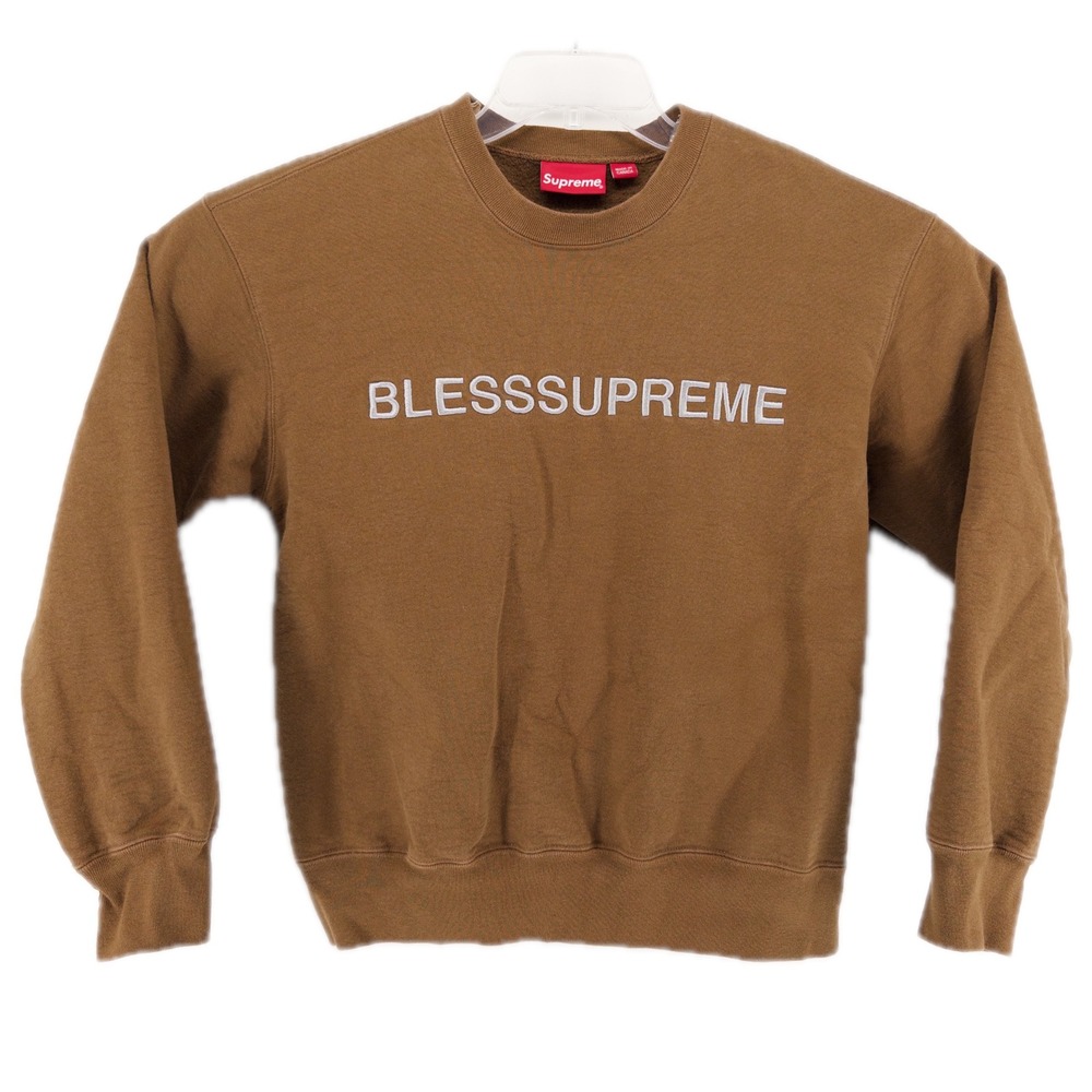 Supreme x BLESS Olive Brown BLESSSUPREME Embroidered Crewneck Fall 2023 Sz Small